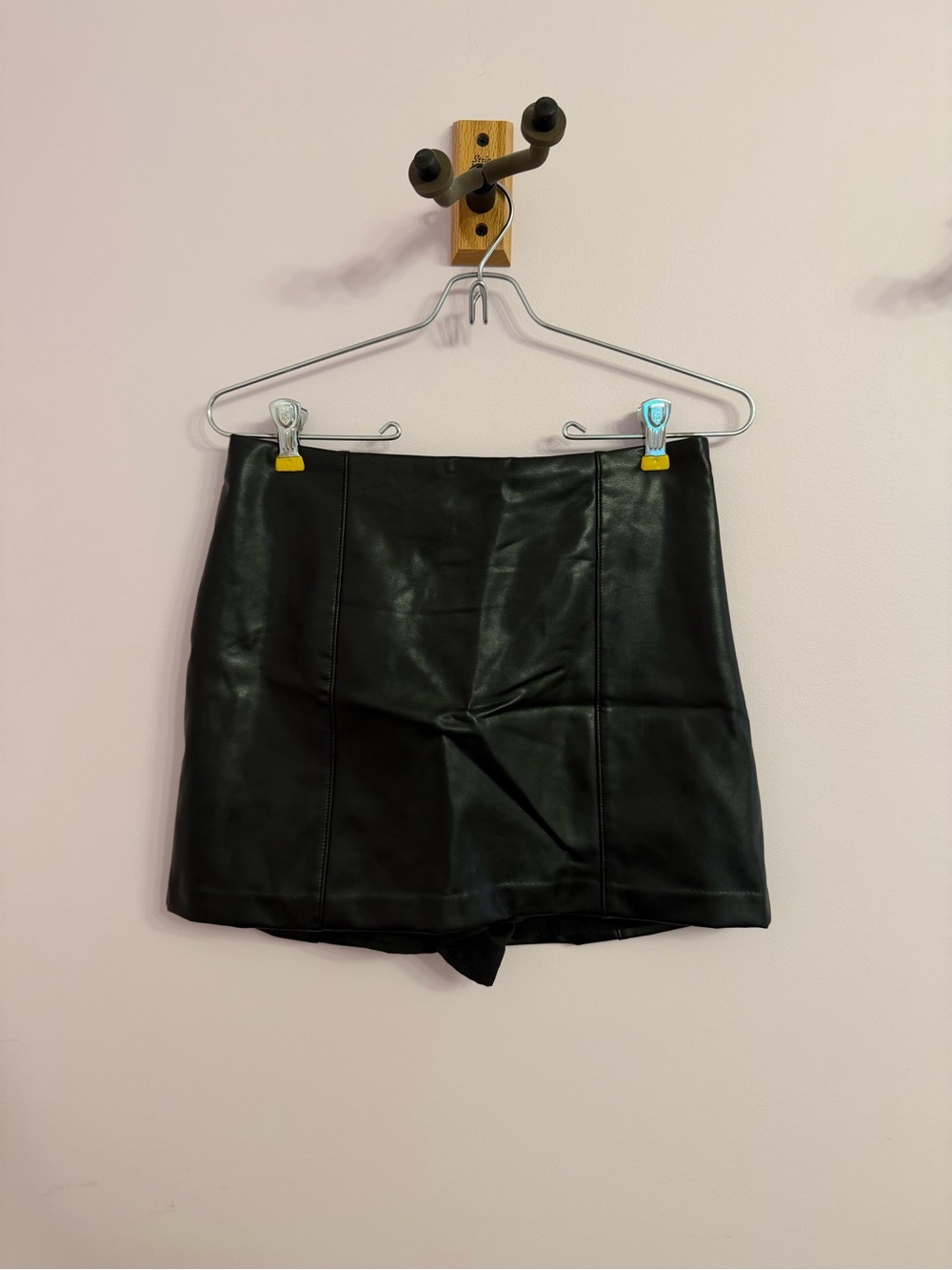 Abercrombie & Fitch Black Faux Leather Mini Skort